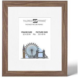 Tailored Frames - Vierkante fotolijst van notenhout in de afmetingen 30,5 x 25,4 cm voor 25,4 x 20,3 cm met witte standaard