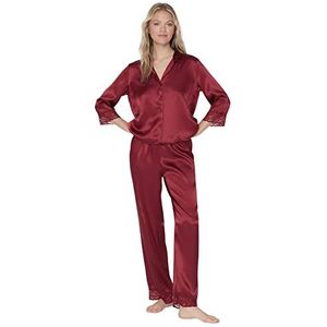 Trendyol Ensemble pyjama uni pour femme avec chemise/pantalon, Couleur Damson., 62