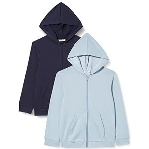 MINYMO Sweatshirt jas W. Hood (2 stuks) T-shirt, Ashley Blue, 134 cm, uniseks, kinderen, Blauw