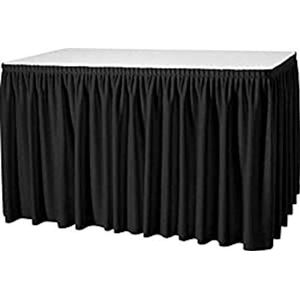 Gastro Uzal - Skirting tafelrok plissé in verschillende maten en kleuren - voor tafel, buffet (zwart, 410 x 73 cm) - MB-H1ZH-PSMA