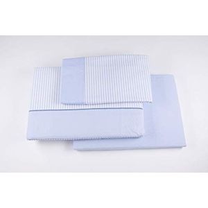 Burrito Blanco Flanellen beddengoed, flanel, beddengoed, 135 cm, flanellen lakens 135 x 190/200, patroon wit gestreept, kleur blauw