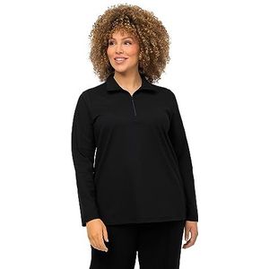 Ulla Popken T-shirt thermique à manches longues et col montant zippé pour femme, Noir, 44-46/grande taille