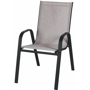 Outdoor stoel met armleuningen, koolstofstaal, pvc en polyester, zilver, Esté