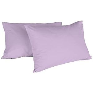 Italian Bed Linen Max Color Kussensloop, effen, 100% katoen, lila, 52 x 82 cm