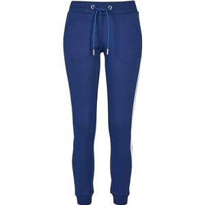 Urban Classics Dames joggingbroek College Contrast joggingbroek met strepen en trekkoord 4 kleuren XS tot 5XL, blauw/wit/zwart, 3XL, blauw/wit/zwart