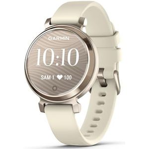 Garmin Lily 2 Kleine en elegante smartwatch, crèmegoud, met siliconen armband, kokoswit, wijzerplaat 35 mm