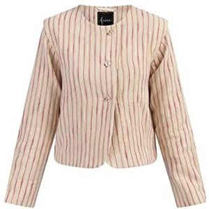 NAEMI Veste blazer courte pour femme 29027483-NA01, rayures roses et blanches, taille S, Rayures roses et blanches, S