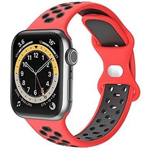 Compatibel met Apple Watch Band 38 mm, 40 mm, 41 mm, reserveband, compatibel met Apple Watch SE Series 7, 6, 5, 4, 3, 2, 1 (rood-zwart)