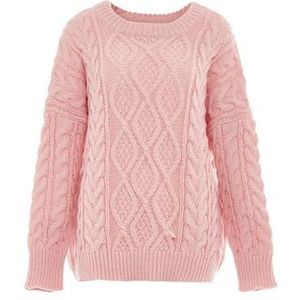 myMo Damestrui met ronde hals en kabelpatroon van polyester, roze, maat XL/XXL, roze, XL, Roze