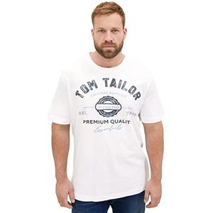 TOM TAILOR Heren T-shirt grote maten met logoprint van katoen, 20000 - Wit