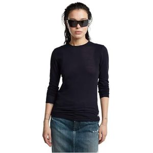 G-STAR RAW Dames T-shirt met lange mouwen, geribbeld, blauw (Osaka Blue D25058-c954-3873), L, Blauw (Osaka Blue D25058-c954-3873)
