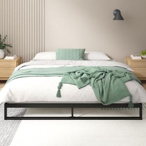Zinus Trisha 17,78 cm hoog belastbaar laag profiel platform bedframe/matras basis/geen boxspring nodig/stabiele houten lattenbodem/snelle, eenvoudige montage / 140 x 200 cm