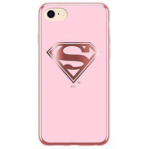 Originele en officieel gelicentieerde DC Superman hoes voor iPhone 7/8/SE 2, smartphone geoptimaliseerd, siliconen hoes met lakzijden, stijlvol chroom design