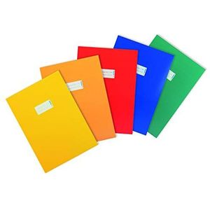 HERMA 20227 kartonnen enveloppen met etikettenlabel, DIN A4, van sterk en extra sterk papier voor schoolschriften, geel, oranje, rood, blauw, groen, 5 stuks