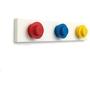Wandhouder met Lego haken (rood, blauw, geel)
