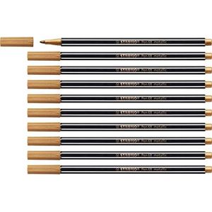 Stabilo Pen 68 Metallic viltstiften, 10 stuks, metallic viltstiften, middelgrote punt, koper