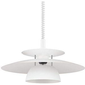 EGLO Brenda Hanglamp, 1-lichts moderne hanglamp van metaal en kunststof, wit, voor eetkamer en woonkamer, E27-fitting, diameter: 43 cm