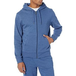 Amazon Essentials Heren fleece hoody met doorlopende ritssluiting (verkrijgbaar in grote maat), blauw gemêleerd, M