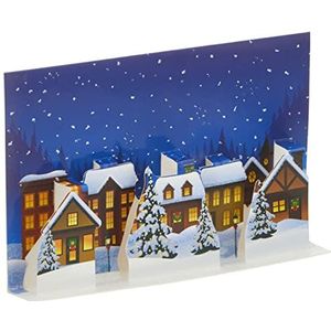 3D Pop-up Kaart Gelukkig Nieuwjaar Beste wensen met Envelop Kerstdorp onder de Sneeuw Landschap Winter 61-4073-A BA