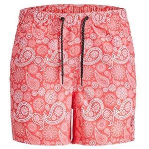 JACK & JONES Jpstfiji Jjswim Paisley Pls Zwemshorts voor heren, Koraal