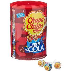 Chupa Chups Fresh Cola | blik met 100 lolly's in de smaken van cola en cola citroen