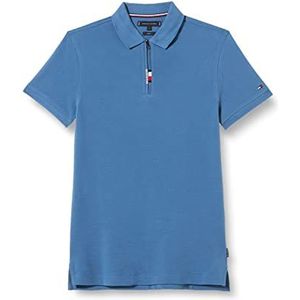 Tommy Hilfiger Global Stp Poloshirt met halve ritssluiting voor heren, Blauwe kust