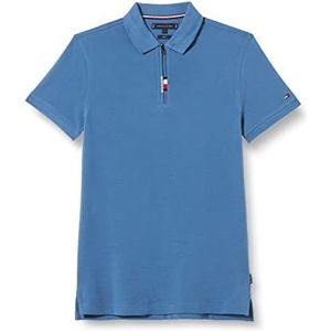 Tommy Hilfiger Global Stp poloshirt, halve ritssluiting, S/S, Blue Coast