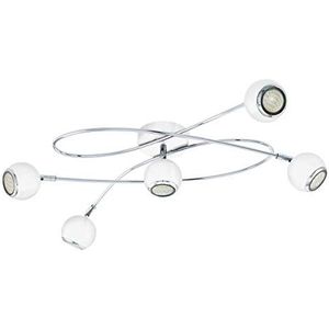 EGLO LED plafondlamp Locanda, 5 lichtpunten, plafondspot van metaal, woonkamerlamp in wit, chroom, spots incl. GU10-lamp, warmwit