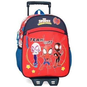 Marvel Spidey and Friends schoolrugzak met rode trolley 27 x 33 x 11 cm polyester 9,8 l, rood, Talla única, schoolrugzak met trolley, Rood, schoolrugzak met trolley