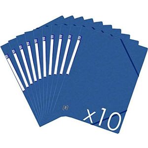 OXFORD TopFile+ Kartonnen mappen zonder flappen met elastiekjes, A4-formaat, blauw, 10 stuks