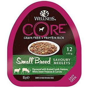 Wellness CORE Small Breed Savoury Medleys Natvoer voor kleine honden, graanvrij, hoog vleesgehalte, lam en wild 12 x 85 g