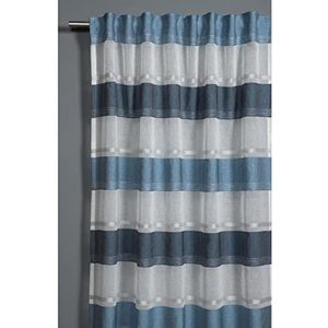 GARDINIA Gordijn met verborgen lussen en fronsen, ondoorzichtig, doorschijnend, etaminegordijn, wit/blauw, 140 x 175 cm