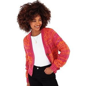 Joe Browns Cardigan en tricot jacquard rayé pour femme avec coupe ample, Orange, 44