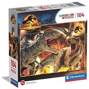 Clementoni Supercolor Jurassic World Dominion-104-delige puzzel voor kinderen, 6 jaar, gemaakt in Italië, meerkleurig, 80512