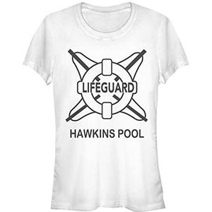Stranger Things Hawkins Pool Lifeguard T-shirt voor dames, korte mouwen, wit, XL, Weiss