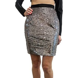 Pretty Darling Blazer lange mouwen glitter zilveren rok dames, zilver, 38, zilver.