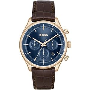 BOSS Herenhorloge – kwarts analoog – leren armband – 1514050, blauw, riem, Blauw, Riem