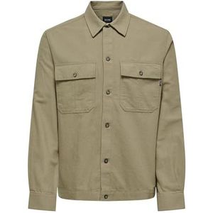 ONLY & SONS Noos Chemise pour homme Onskennet LS Linen Overshirt, Chincilla, L