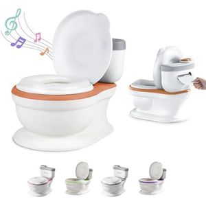 Babypotje met muziek voor netheidstraining, toilet voor baby's en kinderen, comfortabel, antislip, met jachtgeluid en muziek, afneembare pot, toiletverhoger
