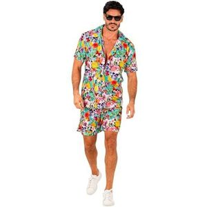 Widmann - Hawaiiaanse outfit, overhemd met korte mouwen en shorts, bloemen, aloha, strandfeest, kostuum