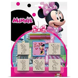 Multiprint 5 stuks Disney Minnie Topolina postzegels, 100% Made in Italy, gepersonaliseerde stempels voor kinderen, van hout en natuurlijk rubber, inkt wasbaar, niet giftig, cadeau-idee, art.05866