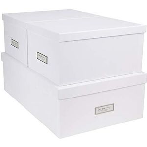 Bigso Box of Sweden Set van 3 opbergdozen voor slaapkamer, kantoor of badkamer - stapelbare opbergdozen - doos met deksel van vezelplaat en papier - wit