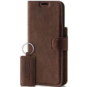 SURAZO Beschermhoes voor Apple iPhone 13 – premium echt lederen beschermhoes met [standfunctie, kaartvak, RFID-bescherming] – handgemaakte flip portemonnee