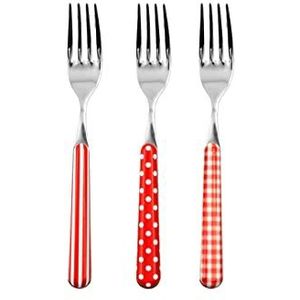 Home Provence Lot de 6 fourchettes de table en acier inoxydable, décoration rouge