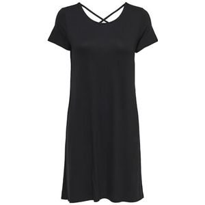 Only Onlbera Back Lace Up S/S Jurk JRS Noos Damesjurk, Zwart
