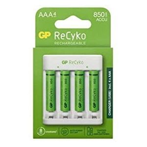GP ReCyko Rechargeable USB-lader + 4x AAA batterijen (850mAh)