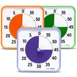 TIME TIMER Classroom Set - Timer TT08B-SEC3-W activiteitskaarten, droog afwisbaar, klaslokaal, leercentra/klok, secundair kantoor, set van 3 TT08B-SEC3-W 19 x 19 x 3 cm, paars/oranje/groen
