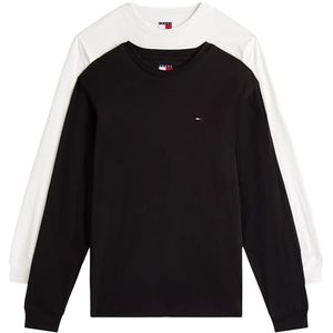 Tommy Jeans TJM Slim 2PACK L/S EXT DM0DM22148 L/S T-Shirt Homme Multicolore (Noir/Ecru), 6XL, Multicolore (noir/écru), 6XL Grande taille