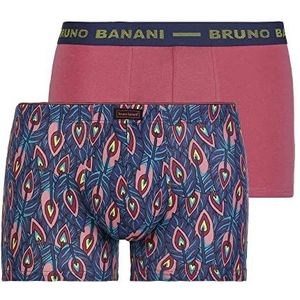 Bruno Banani Paacock Set van 2 boxershorts voor heren, 2 stuks, Marineblauwe print // Rood