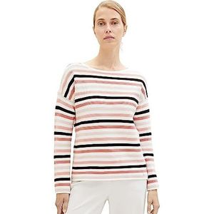 TOM TAILOR 1038877 Sweatshirt voor dames, 33998 - Roze meerkleurig Stripe
